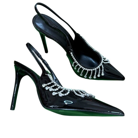 Steve Madden Black Patent Rhinestone Slingback Heels NWT | Size 8 - Picture 5 of 7